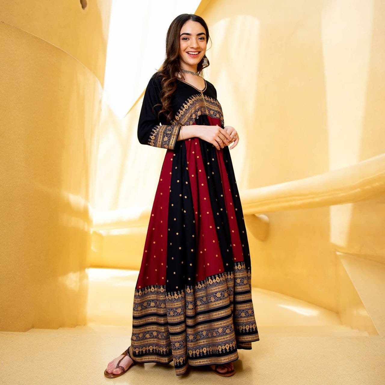 Women’s Woven Rayon Gown | Soft Rayon Fabric | Daily, Festive & Casual Wear