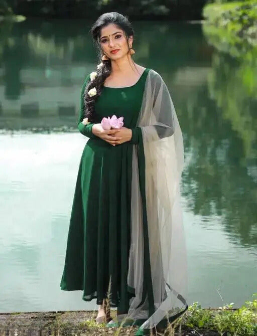 Set Gaun Georgette Bercetak Bergaya Bergaya Dengan Dupatta