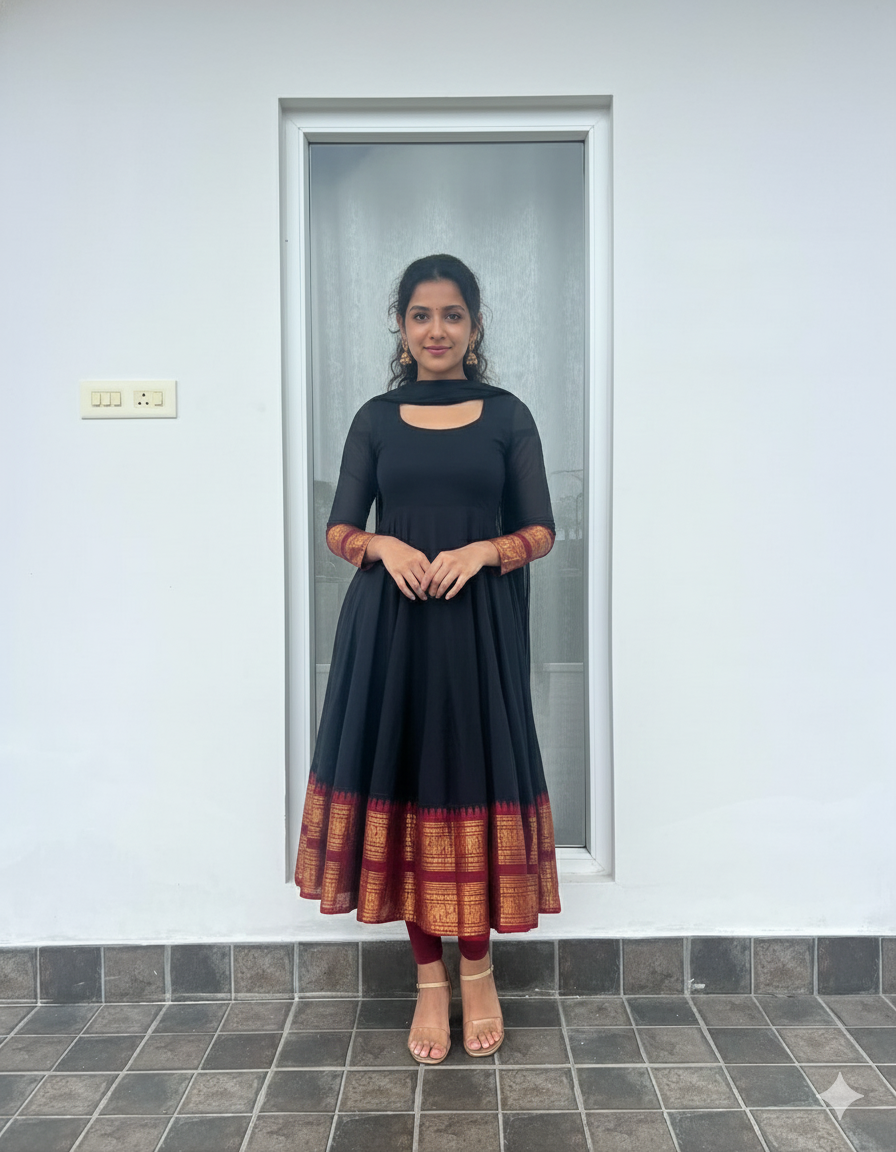 Traditional Flared Anarkali Kurti for Special Occasions