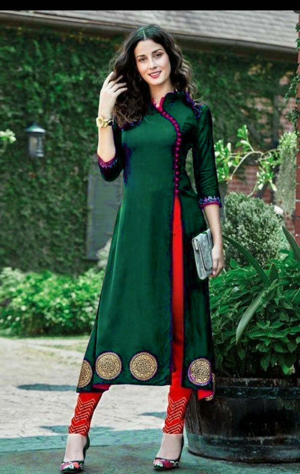 Rayon Kurti & Pant Set for Women | Foil Printed Ethnic Wear