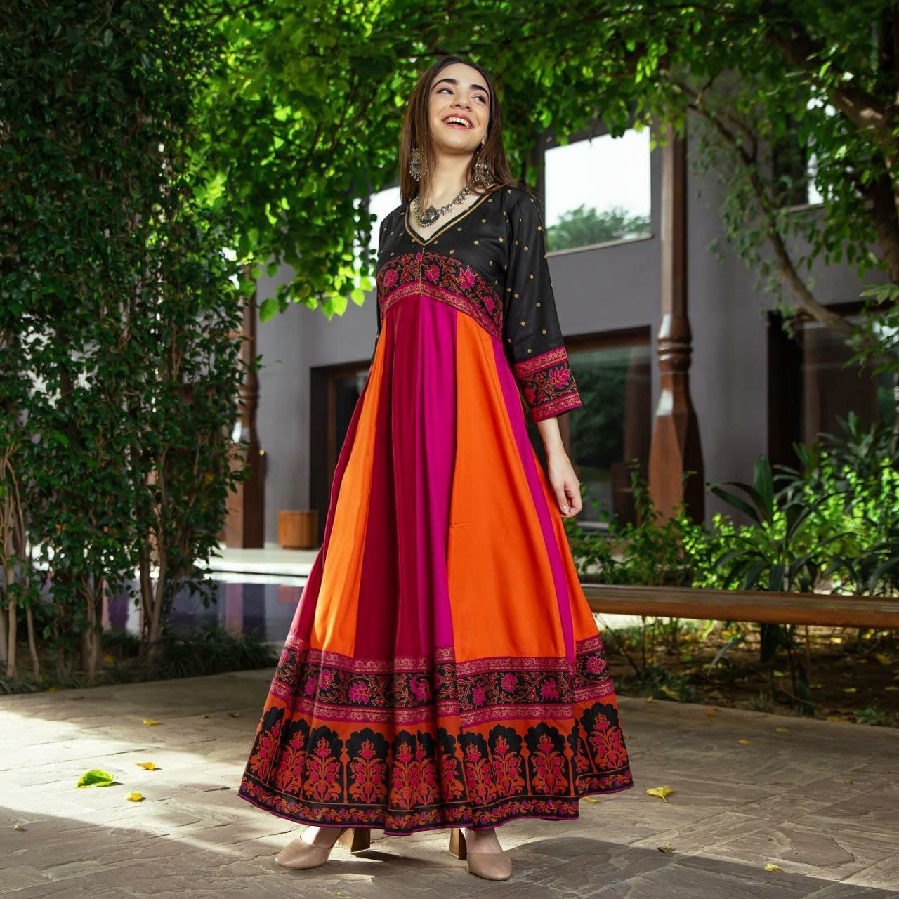 Beautiful Woven Rayon Digital Printed Designer Gown for Women | Trendy Collection