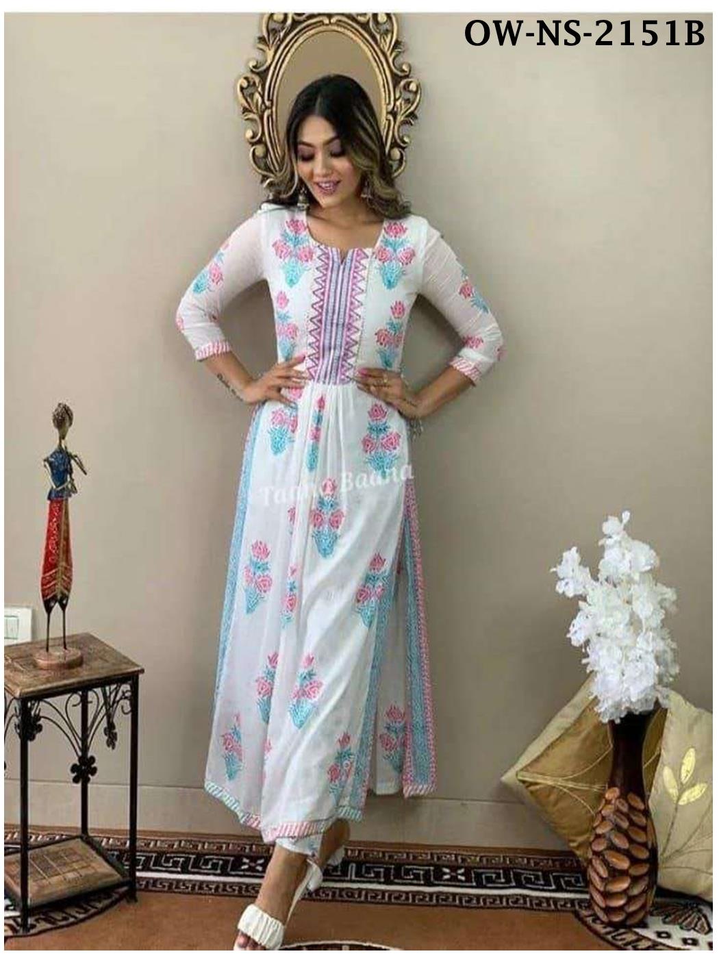 Rayon Kurti & Pant Set with Attractive Printed Work | Comfortable Daily Wear Ethnic Outfit