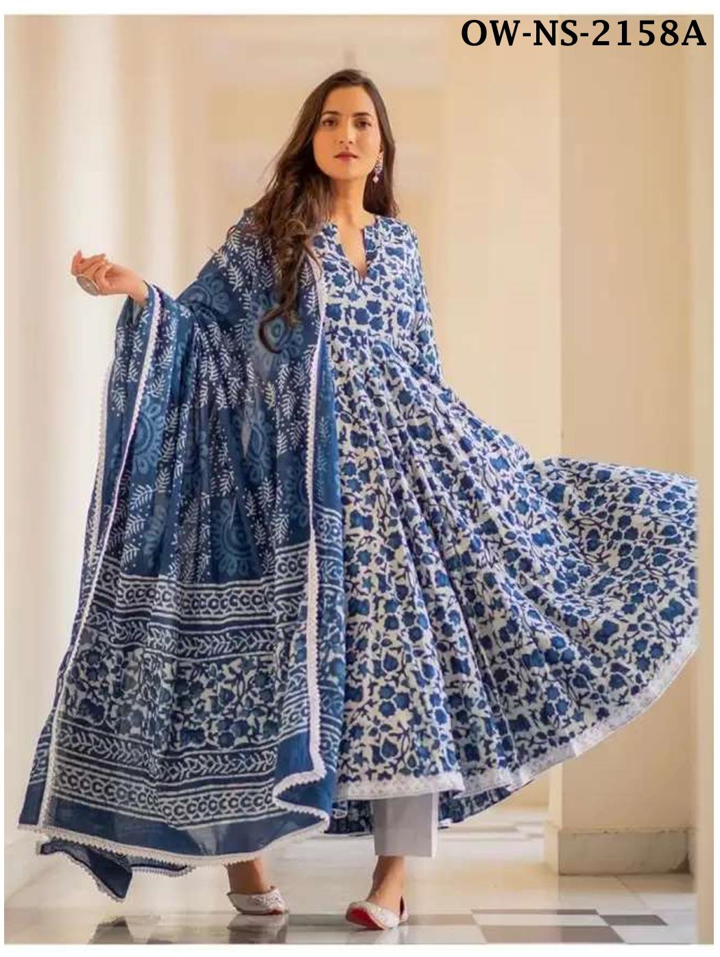 Set Kurti Bulat, Seluar dan Dupatta Bercetak Digital Rayon