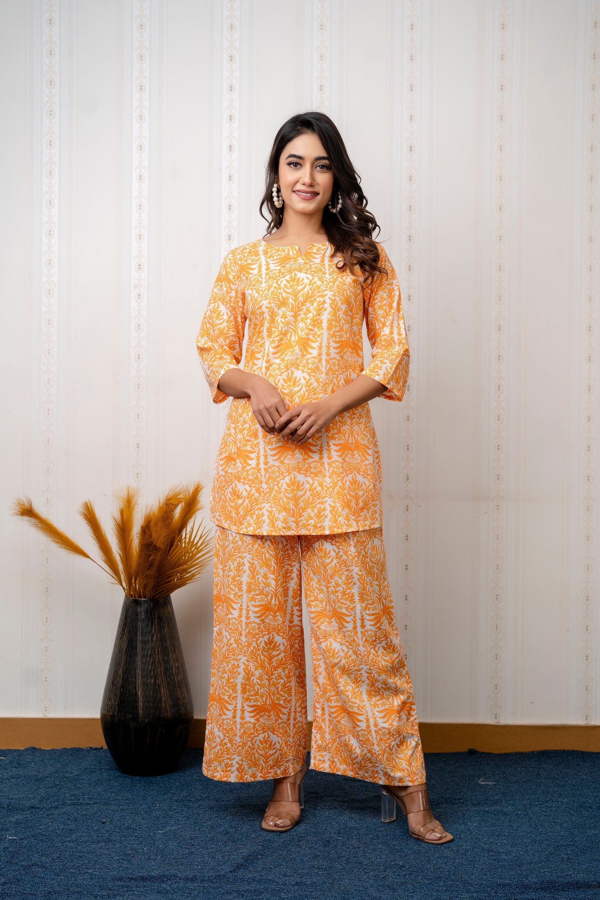 Citrus Grove Orange Rayon Co-ord set