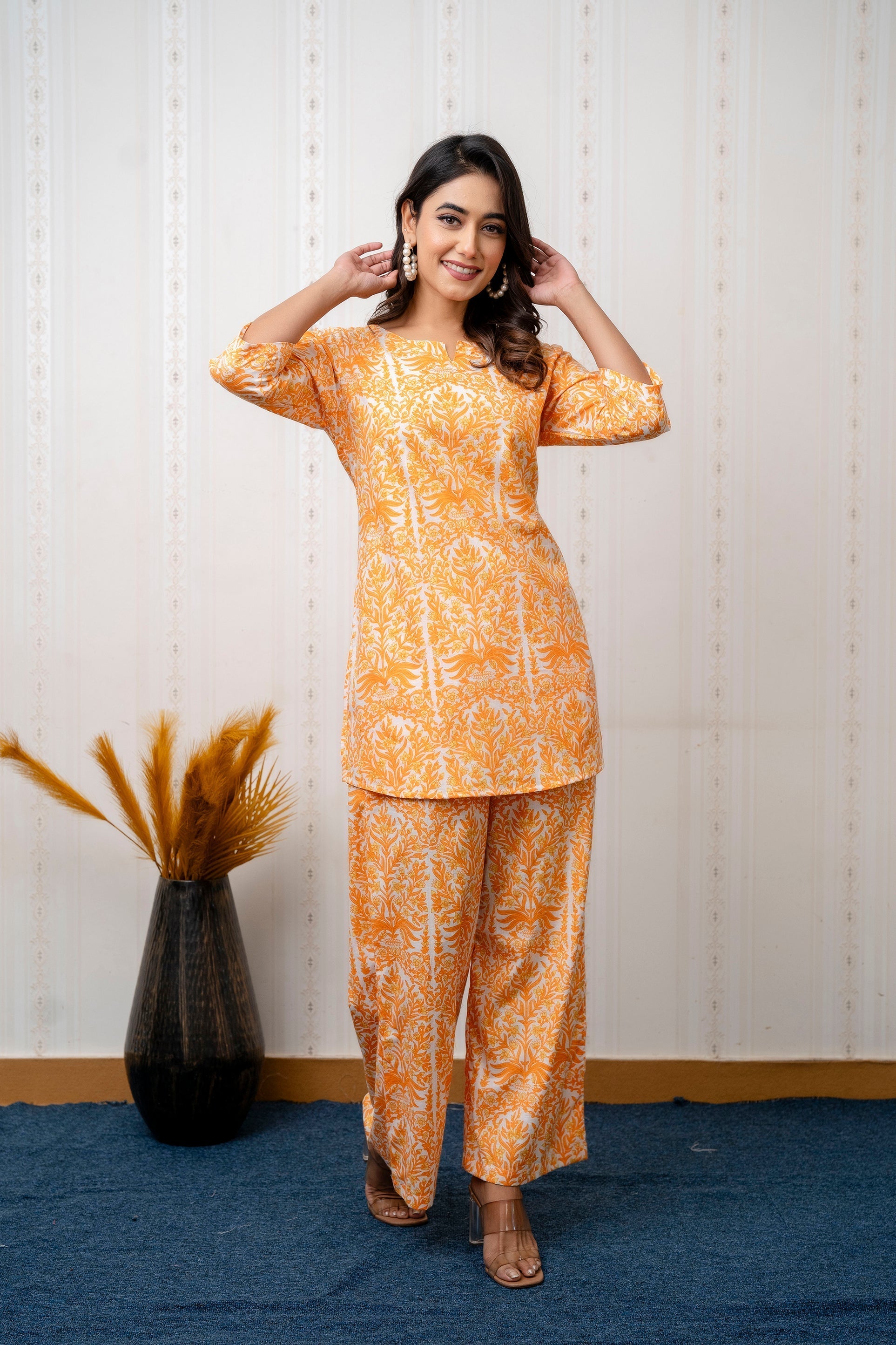 Citrus Grove Orange Rayon Co-ord set