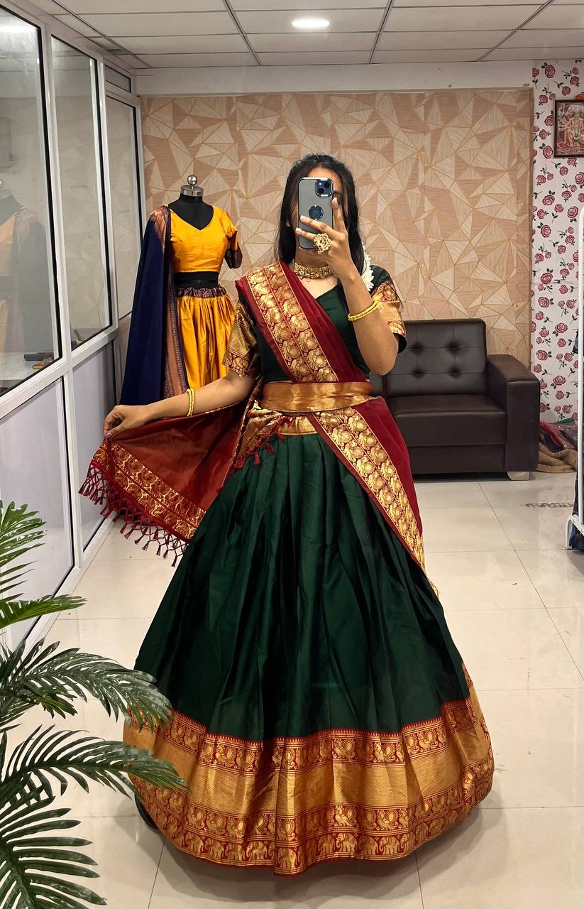 Narayanpet Essence Vibrant Sutera Half Sarees, Tradisi India Selatan Dianyam dengan Keanggunan dan Warisan yang Kaya