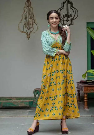 Women’s Woven Rayon Digital Printed Designer Gown | Premium Fabric | Festive & Party Wear Collection