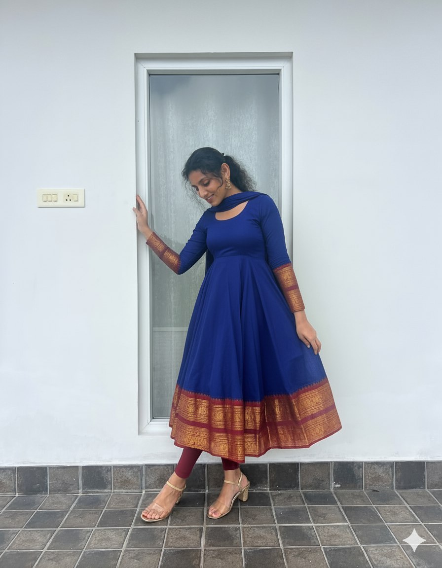 Graceful Anarkali Kurta with Ethnic Border Detail