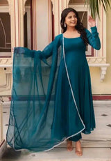 Set Gaun Georgette Bercetak Bergaya Bergaya Dengan Dupatta