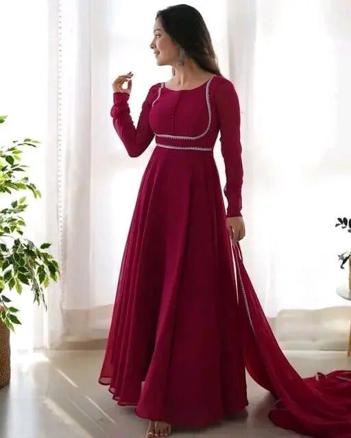Set Gaun Georgette Bercetak Bergaya Bergaya Dengan Dupatta