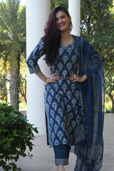 Gorgeous Printed Kurti Pant & Dupatta Set