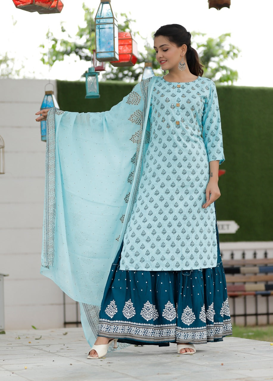 Designer Kurti Sharara With Duppta Collection