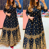 Cotton Embroidered Round Kurti Gown for Elegant Women’s Wear