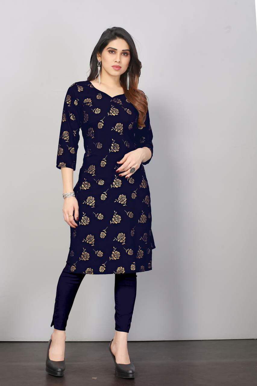 Modern Butter Crepe Kurti with Digital Print Design