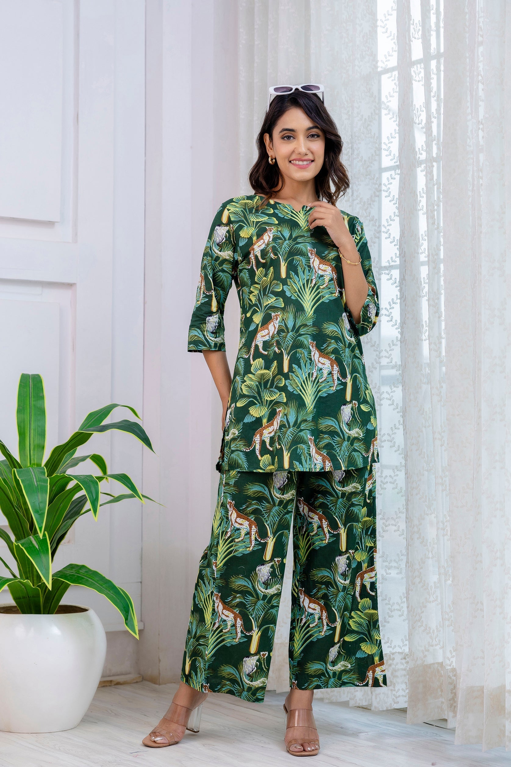 Forest Flow Green Rayon Co-ord set