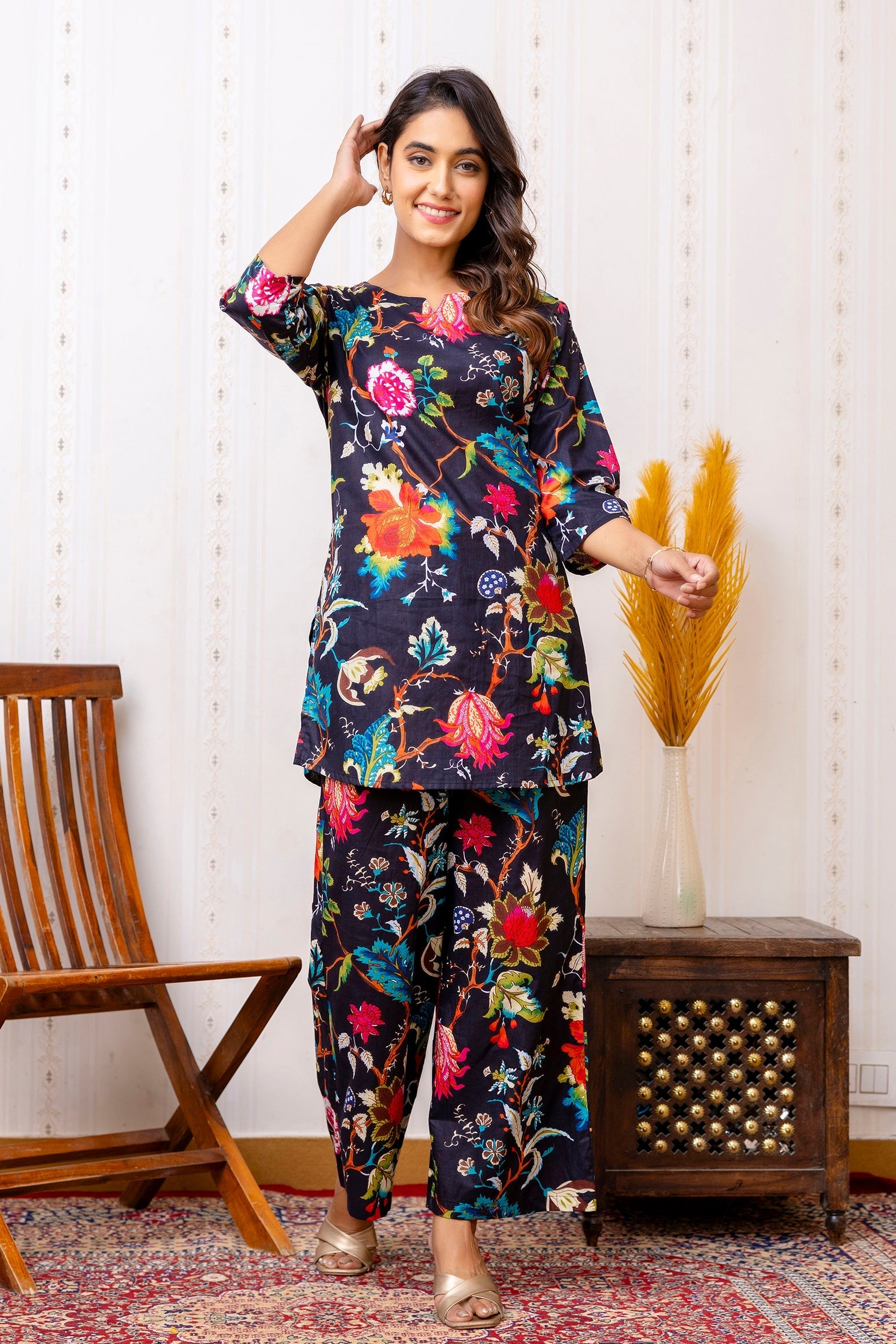 Floral Fantasies Come to Life Rayon Co-ord Set