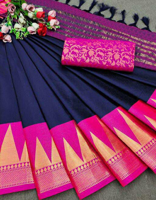 Rich soft cotton silk Saree With Beautiful Tone colours