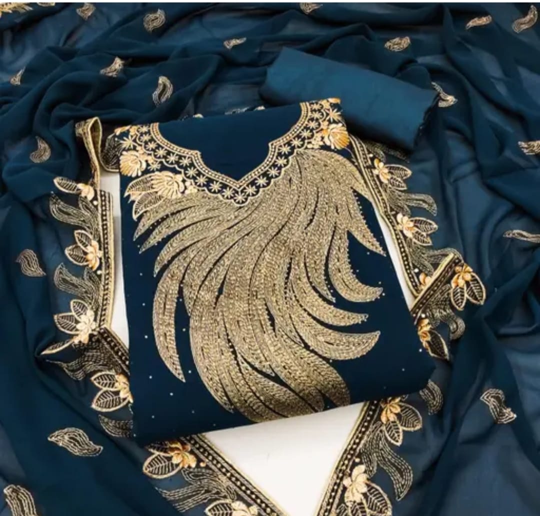Georgette Glam – Designer Suit with Dupatta
