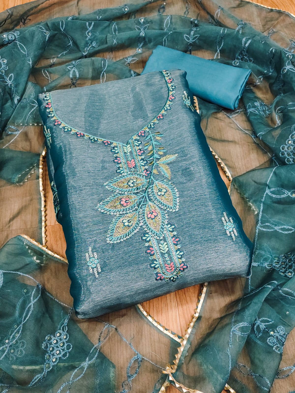 Premium Barbarik Silk Kurti Set with Oraganza Dupatta