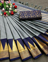 Rich soft cotton silk Saree With Beautiful Tone colours