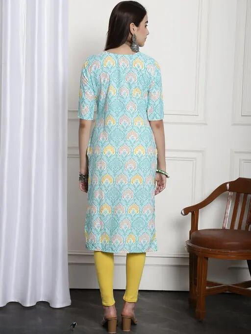 Graceful Patterns Digital Print Rayon Kurti for Women