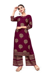 Punjabi Rayon Kurti &amp; Pant dalam Kerja Kerajang