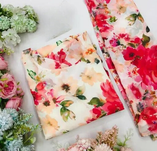Set Gaun Georgette Bercetak Bergaya Bergaya Dengan Dupatta