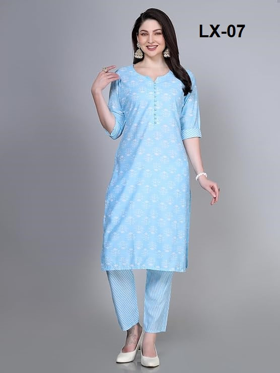 Vibrant Printed Cotton Work Kurti and Pant Set – Ideal for Casual & Festive Wear