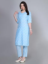 Vibrant Printed Cotton Work Kurti and Pant Set – Ideal for Casual & Festive Wear