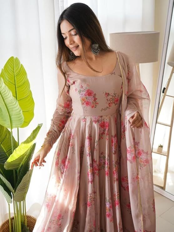 Set Gaun Georgette Bercetak Bergaya Bergaya Dengan Dupatta
