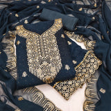Designer Georgette Jari Work Suit with Swarovski Diamond Detailing