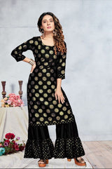 Cetakan Kerajang Kurti dengan Palazzo Pant