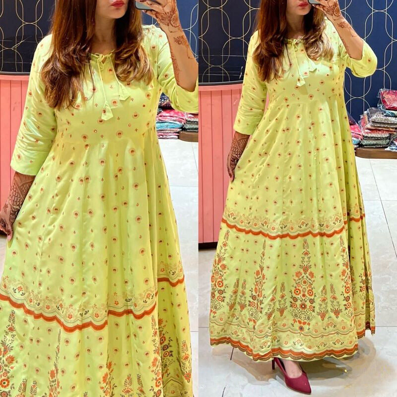 Cotton Embroidered Round Kurti Gown for Elegant Women’s Wear