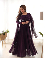 Set Gaun Georgette Bercetak Bergaya Bergaya Dengan Dupatta