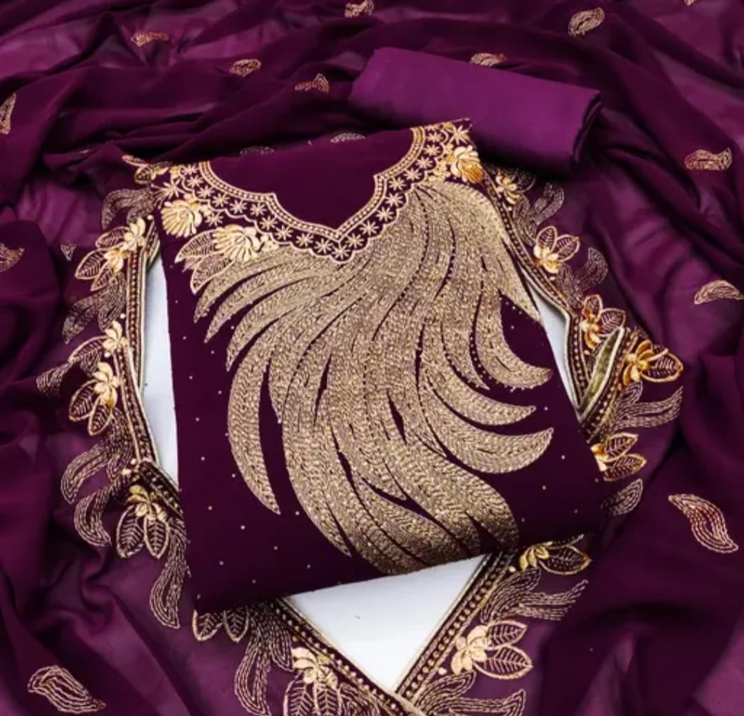Georgette Glam – Designer Suit with Dupatta