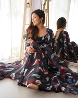 Set Gaun Georgette Bercetak Bergaya Bergaya Dengan Dupatta