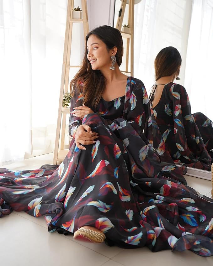 Set Gaun Georgette Bercetak Bergaya Bergaya Dengan Dupatta