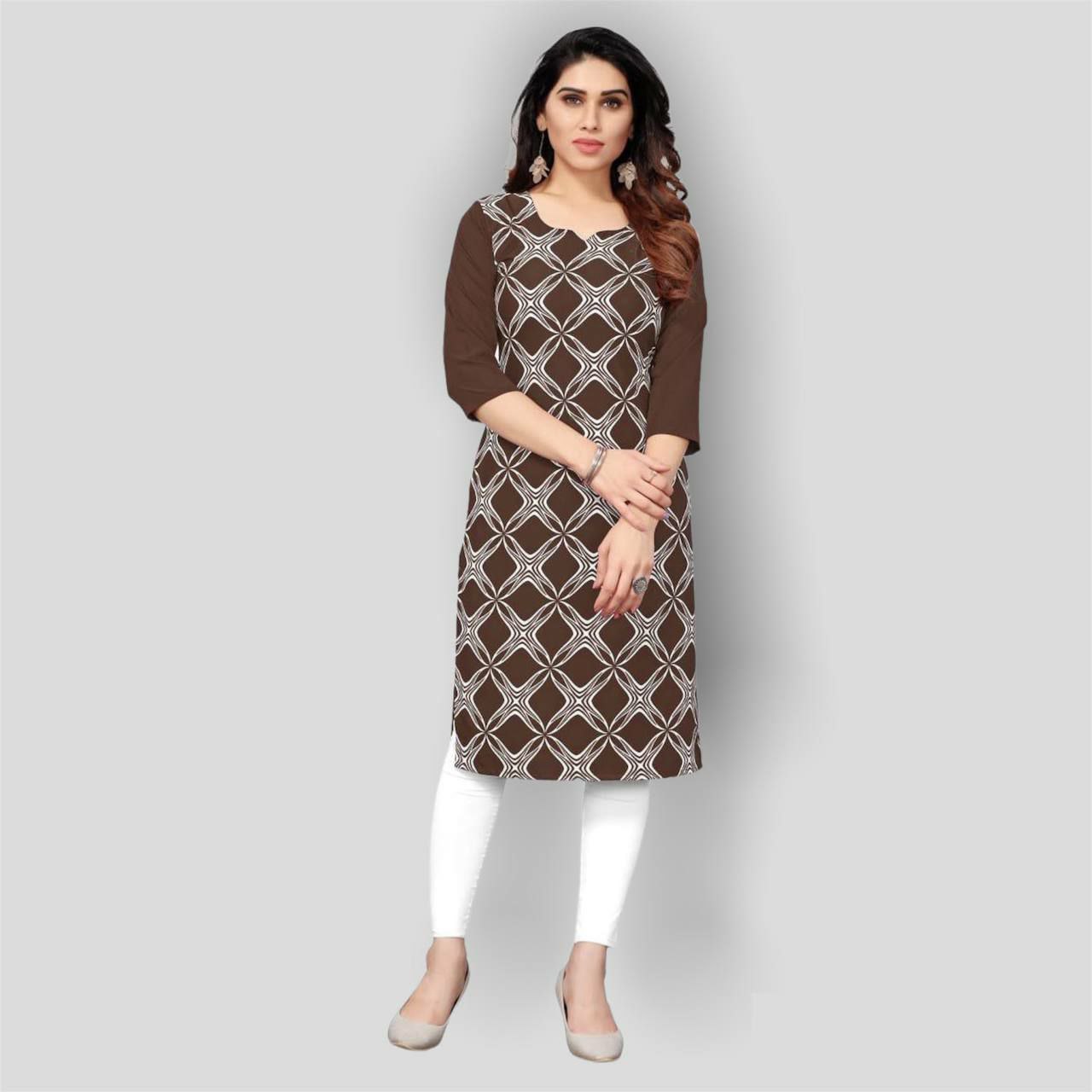 Stylish Butter Crepe Digital Printed Kurti/Kurti dicetak digital Crepe CREPE Bergaya