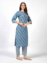 Set Kurti dan Seluar Bercetak Bandani Kapas Wanita Bergaya - Sesuai untuk Setiap Majlis!