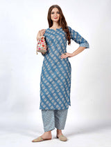 Women's Cotton Printed Kurti And Pant Set./Bandani mencetak kurti dan set pant.