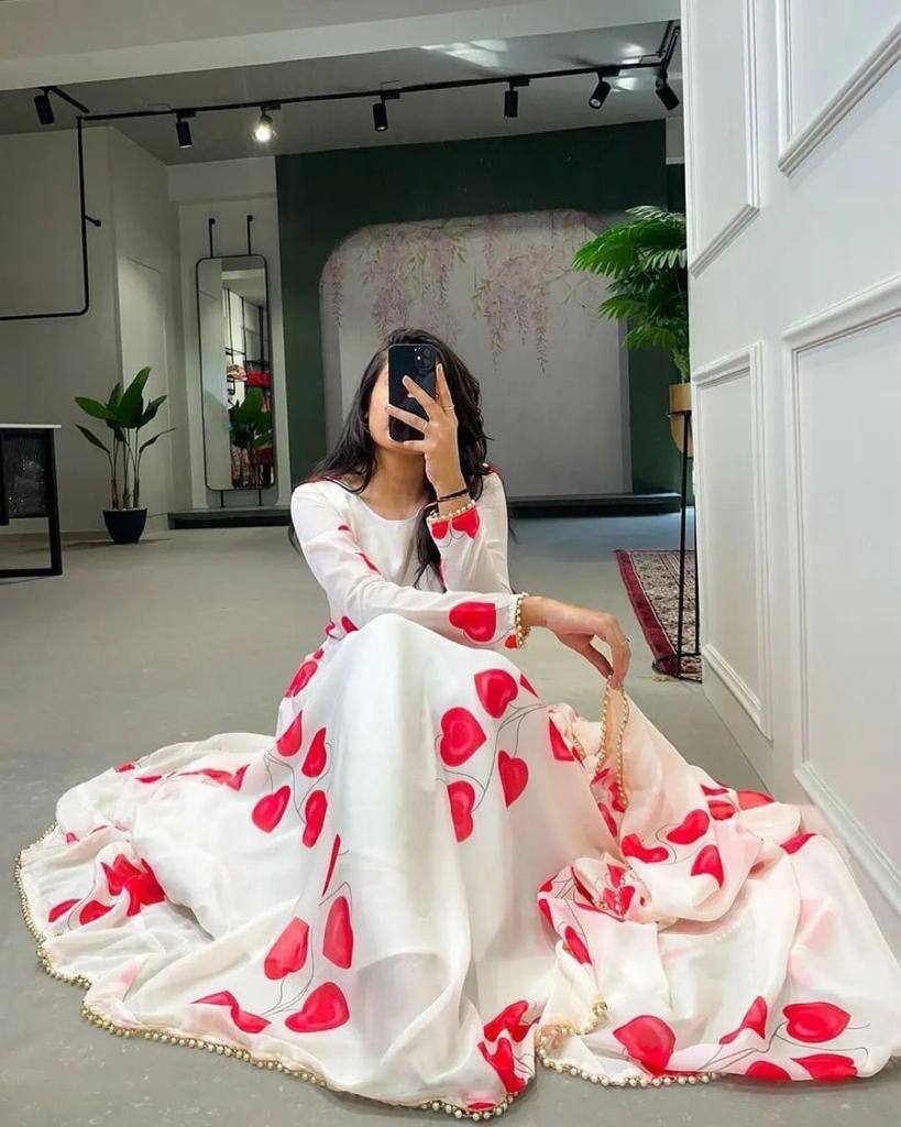 Set Gaun Georgette Bercetak Bergaya Bergaya Dengan Dupatta