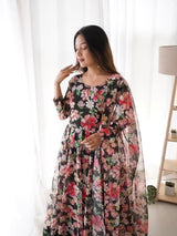 Set Gaun Georgette Bercetak Bergaya Bergaya Dengan Dupatta