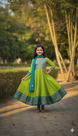Kids Traditional Vichitra Silk Gown