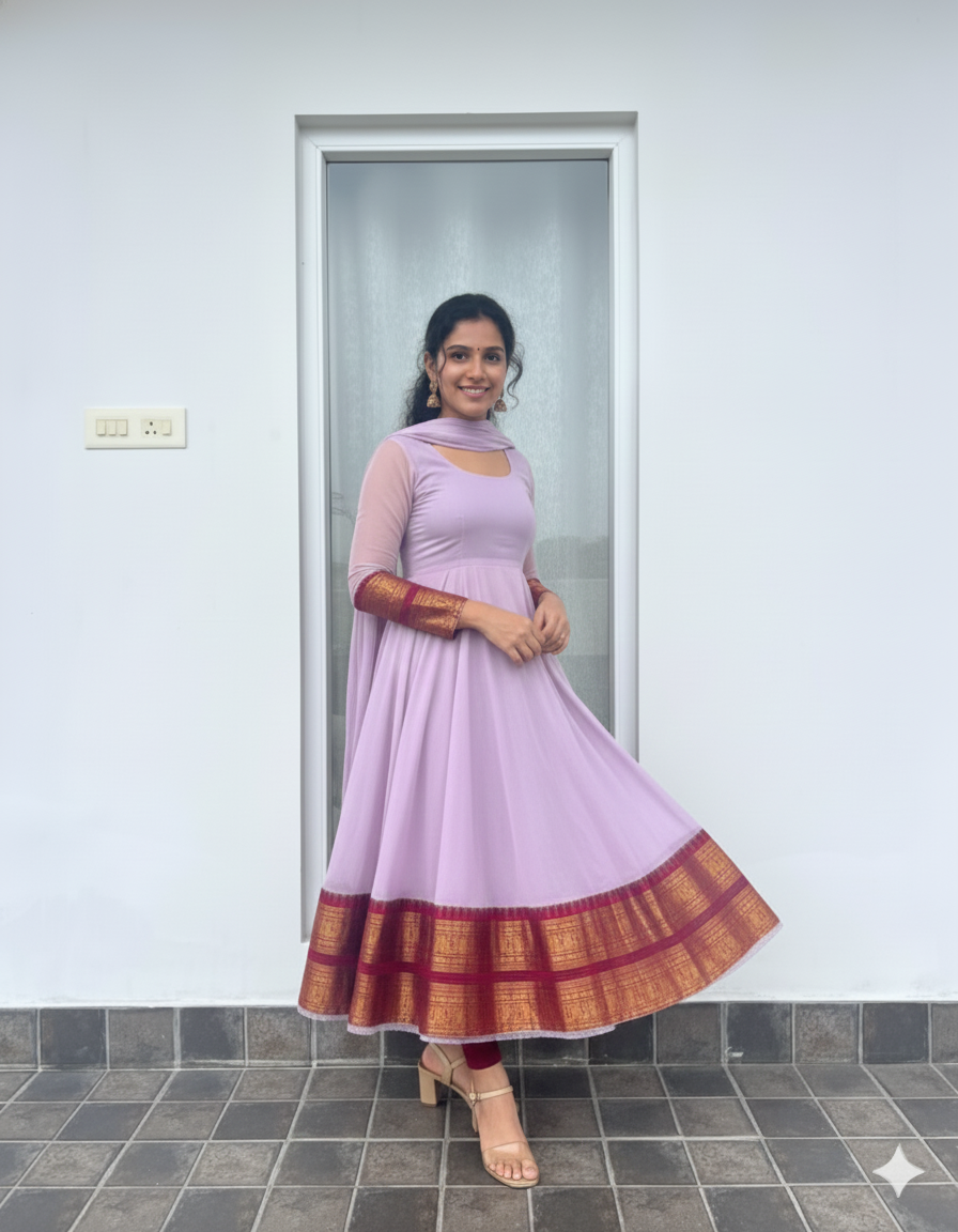 Graceful Anarkali Kurta with Ethnic Border Detail