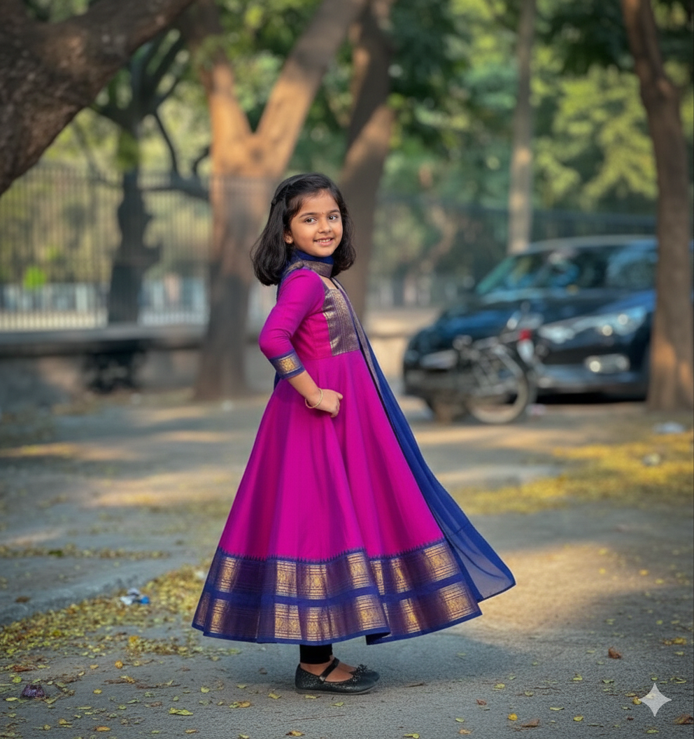 Kids Traditional Vichitra Silk Gown