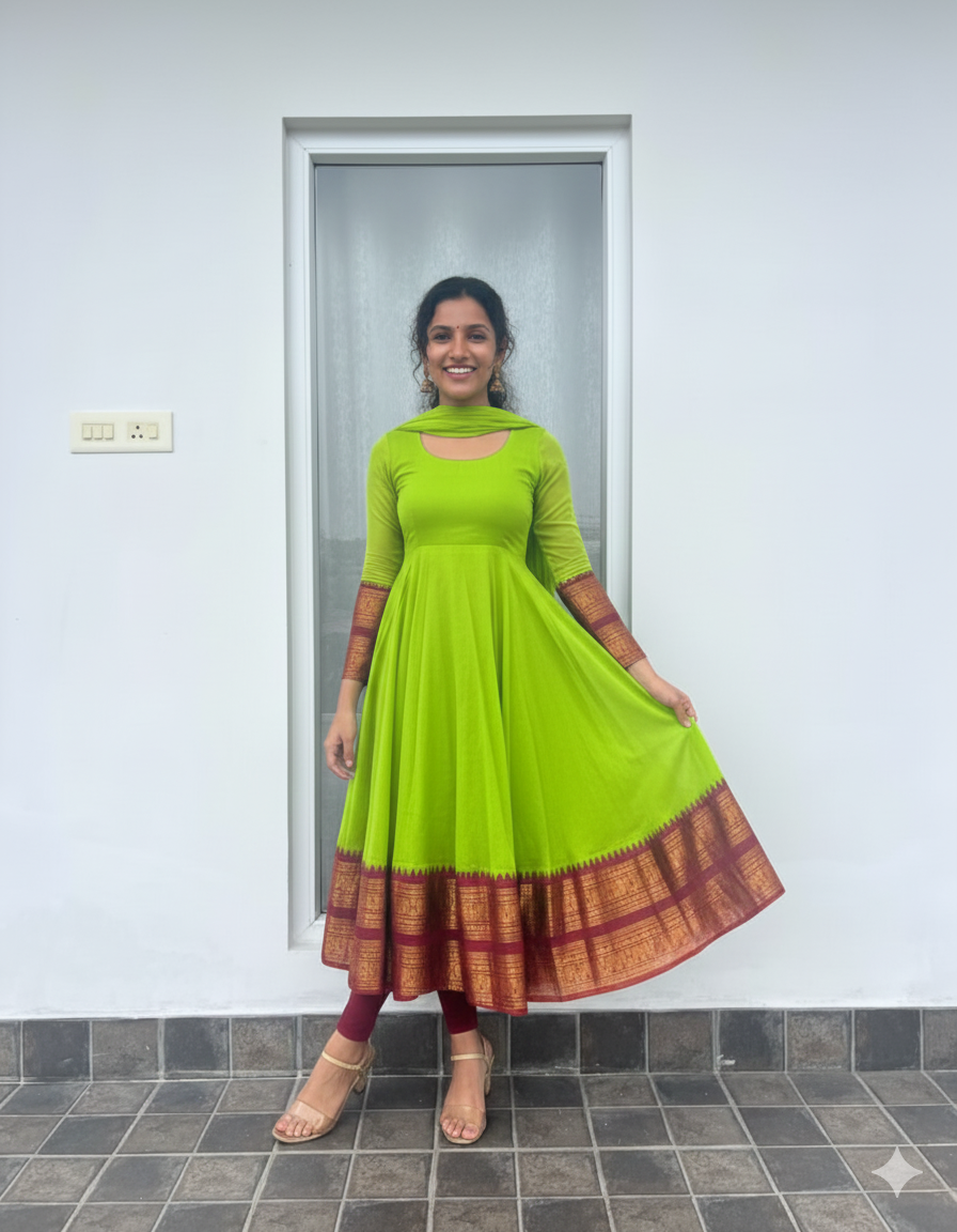 Graceful Anarkali Kurta with Ethnic Border Detail