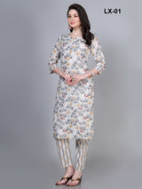 Stylish Printed Cotton Kurti and Pant Set - Comfortable & Elegant Design