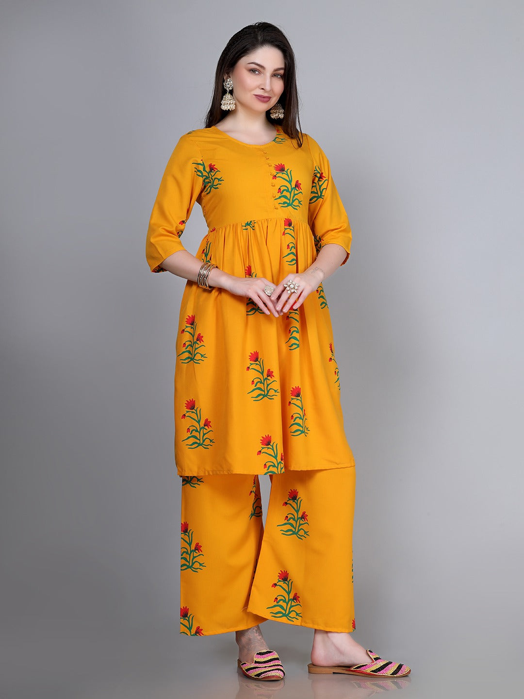 Beautifully Designed Cotton Work Kurti with Matching Pant Set