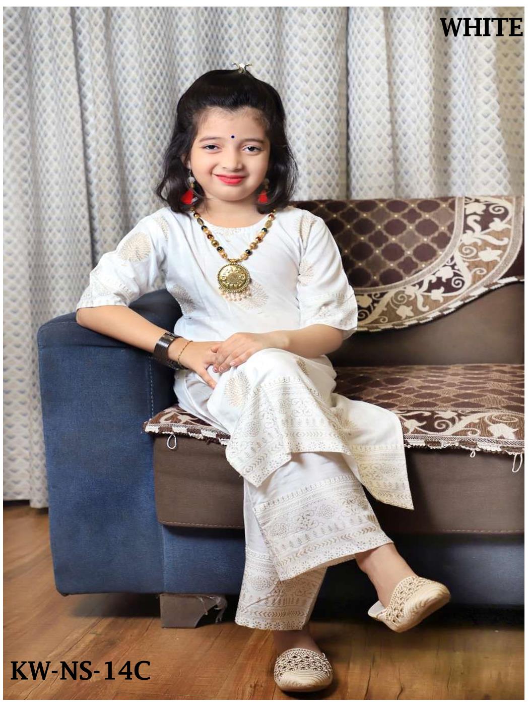 Beautiful Kids's Rayon Kurti Pant in Print