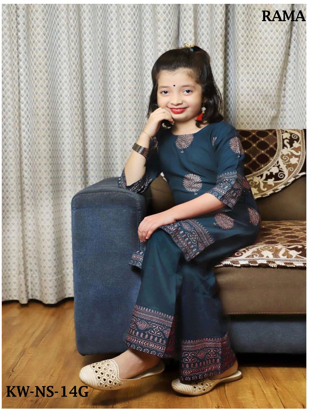 Beautiful Kids's Rayon Kurti Pant in Print